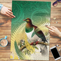 New Zealand Pigeon Kereru Puzzle Maori Fern Art Green Gradient - Polynesian Pride