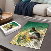 New Zealand Pigeon Kereru Puzzle Maori Fern Art Green Gradient - Polynesian Pride