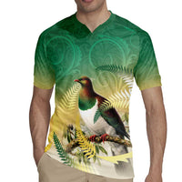 New Zealand Pigeon Kereru Rugby Jersey Maori Fern Art Green Gradient - Polynesian Pride
