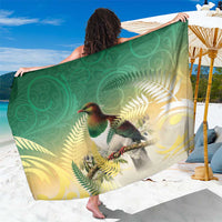 New Zealand Pigeon Kereru Sarong Maori Fern Art Green Gradient - Polynesian Pride