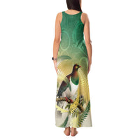 New Zealand Pigeon Kereru Tank Maxi Dress Maori Fern Art Green Gradient - Polynesian Pride