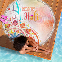 Happy Holi Festival Beach Blanket Rangoli With Polynesian Pattern LT05 - Polynesian Pride