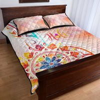 Happy Holi Festival Quilt Bed Set Rangoli With Polynesian Pattern LT05 - Polynesian Pride