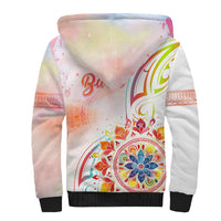Happy Holi Festival Sherpa Hoodie Rangoli With Polynesian Pattern LT05 - Polynesian Pride