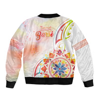 Happy Holi Festival Sleeve Zip Bomber Jacket Rangoli With Polynesian Pattern LT05 - Polynesian Pride