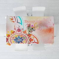 Happy Holi Festival Tablecloth Rangoli With Polynesian Pattern LT05 White - Polynesian Pride