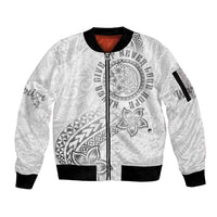 Brain Cancer Warrior Sleeve Zip Bomber Jacket Never Give Up LT05 Unisex White - Polynesian Pride