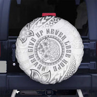 Brain Cancer Warrior Spare Tire Cover Never Give Up LT05 No hole White - Polynesian Pride
