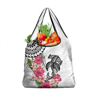 White Polynesian Hammerhead Shark Tribal Pattern Grocery Bag