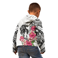 White Polynesian Hammerhead Shark Tribal Pattern Kid Hoodie