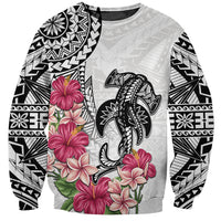 White Polynesian Hammerhead Shark Tribal Pattern Sweatshirt