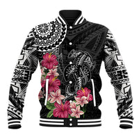 Black Polynesian Hammerhead Shark Tribal Pattern Baseball Jacket