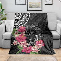 Black Polynesian Hammerhead Shark Tribal Pattern Blanket