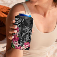 Black Polynesian Hammerhead Shark Tribal Pattern 4 in 1 Can Cooler Tumbler
