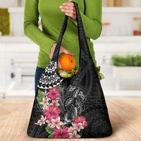 Black Polynesian Hammerhead Shark Tribal Pattern Grocery Bag