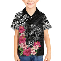 Black Polynesian Hammerhead Shark Tribal Pattern Kid Hawaiian Shirt
