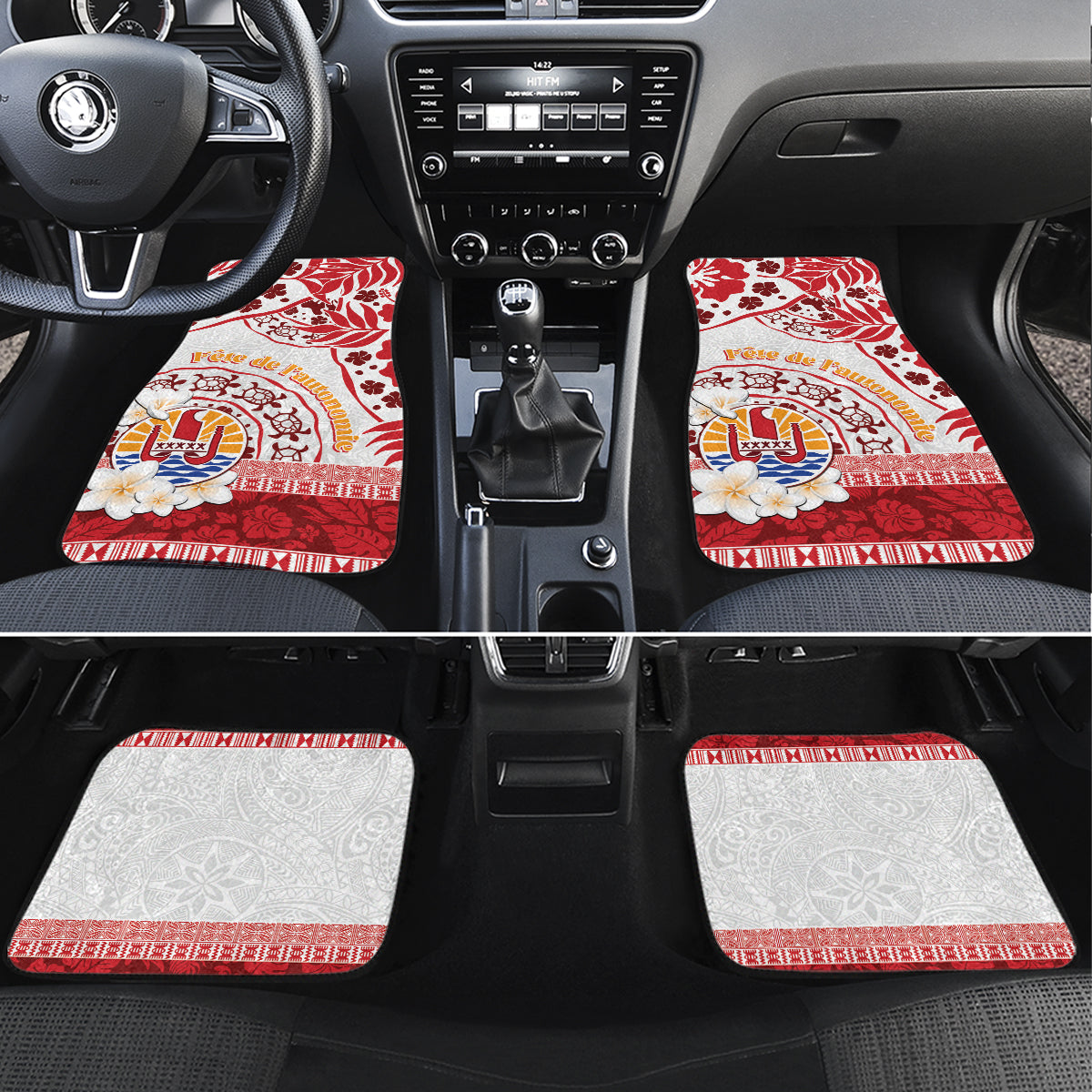 French Polynesia Internal Autonomy Day Car Mats Tropical Hibiscus And Turtle Pattern