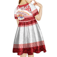 French Polynesia Internal Autonomy Day Kid Short Sleeve Dress Tropical Hibiscus And Turtle Pattern