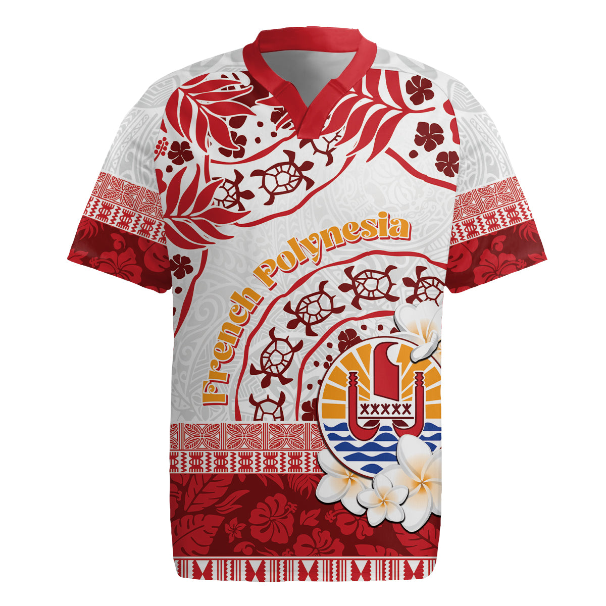 French Polynesia Internal Autonomy Day Rugby Jersey Tropical Hibiscus And Turtle Pattern