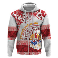 French Polynesia Internal Autonomy Day Zip Hoodie Tropical Hibiscus And Turtle Pattern LT05 Zip Hoodie Red - Polynesian Pride