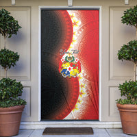 Personalised Tonga Emancipation Day Door Cover Tongan Ngatu Pattern With Plumeria LT05 Red - Polynesian Pride
