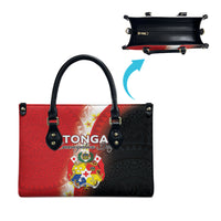 Tonga Emancipation Day Leather Bag Tongan Ngatu Pattern With Plumeria LT05 - Polynesian Pride