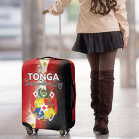 Tonga Emancipation Day Luggage Cover Tongan Ngatu Pattern With Plumeria LT05 - Polynesian Pride