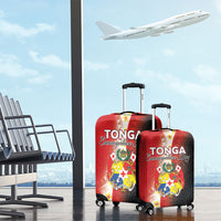 Tonga Emancipation Day Luggage Cover Tongan Ngatu Pattern With Plumeria LT05 - Polynesian Pride