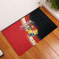 Tonga Emancipation Day Rubber Doormat Tongan Ngatu Pattern With Plumeria LT05 - Polynesian Pride