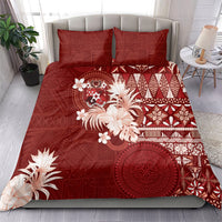 Tonga Ngatu Motifs Bedding Set With Coat Of Arms Red LT05 - Polynesian Pride