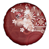 Tonga Ngatu Motifs Spare Tire Cover With Coat Of Arms Red LT05 - Polynesian Pride
