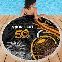 Personalised Papua New Guinea Beach Blanket Happy 50th Independence Anniversary - Polynesian Pride