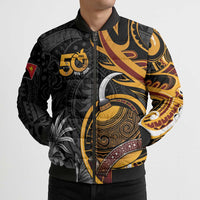 Papua New Guinea Bomber Puffer Jacket Happy 50th Independence Anniversary - Polynesian Pride