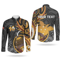 Personalised Papua New Guinea Couples Matching Long Sleeve Bodycon Dress and Long Sleeve Button Shirt Happy Independence Day LT05 - Polynesian Pride