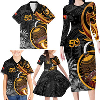 Personalised Papua New Guinea Family Matching Long Sleeve Bodycon Dress and Hawaiian Shirt Happy Independence Day LT05 - Polynesian Pride