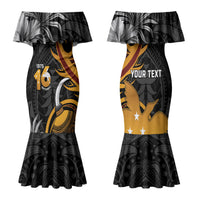 Personalised Papua New Guinea Family Matching Mermaid Dress and Hawaiian Shirt Happy Independence Day LT05 Mom's Dress Black - Polynesian Pride