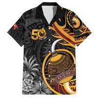 Personalised Papua New Guinea Family Matching Off Shoulder Maxi Dress and Hawaiian Shirt Happy Independence Day LT05 Dad's Shirt - Short Sleeve Black - Polynesian Pride