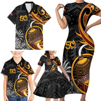 Personalised Papua New Guinea Family Matching Short Sleeve Bodycon Dress and Hawaiian Shirt Happy Independence Day LT05 - Polynesian Pride