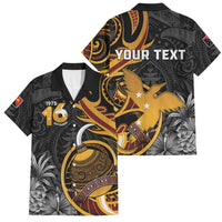 Personalised Papua New Guinea Family Matching Tank Maxi Dress and Hawaiian Shirt Happy Independence Day LT05 Dad's Shirt - Short Sleeve Black - Polynesian Pride