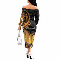 Personalised Papua New Guinea Off The Shoulder Long Sleeve Dress Happy Independence Day LT05 - Polynesian Pride