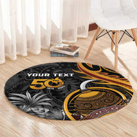 Personalised Papua New Guinea Round Carpet Happy 50th Independence Anniversary - Polynesian Pride
