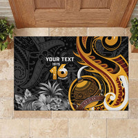 Personalised Papua New Guinea Rubber Doormat Happy Independence Day LT05 Black - Polynesian Pride
