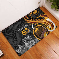 Personalised Papua New Guinea Rubber Doormat Happy 50th Independence Anniversary - Polynesian Pride