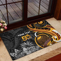 Personalised Papua New Guinea Rubber Doormat Happy 50th Independence Anniversary - Polynesian Pride