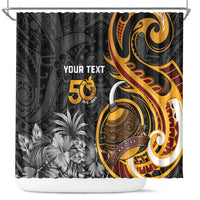Personalised Papua New Guinea Shower Curtain Happy Independence Day LT05 Black - Polynesian Pride