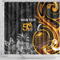 Personalised Papua New Guinea Shower Curtain Happy 50th Independence Anniversary - Polynesian Pride