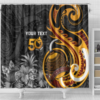 Personalised Papua New Guinea Shower Curtain Happy 50th Independence Anniversary - Polynesian Pride