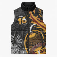 Personalised Papua New Guinea Sleeveless Puffer Jacket Happy Independence Day LT05 Unisex Black - Polynesian Pride