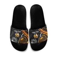 Personalised Papua New Guinea Slide Sandals Happy 50th Independence Anniversary LT05 Black - Polynesian Pride