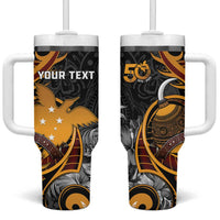 Personalised Papua New Guinea Tumbler With Handle Happy 50th Independence Anniversary - Polynesian Pride
